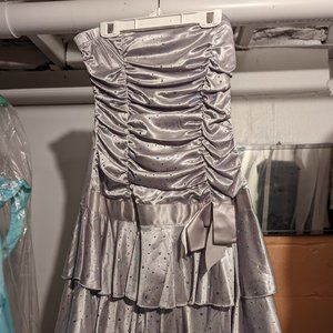 Silver strapless dress